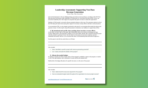 Leadership Assessment - Supporting Non-Dues Revenue Generation - PAR toolbox